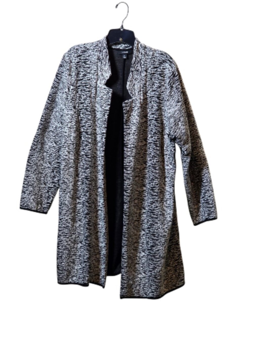 Alfani Black White Open Front Jacket XXL Abstract Animal Print Long Cardigan
